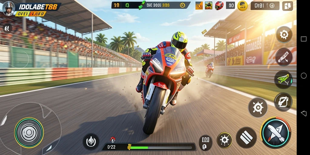 Tangkapan layar dari gameplay balapan motor yang seru di IDOLABET88.