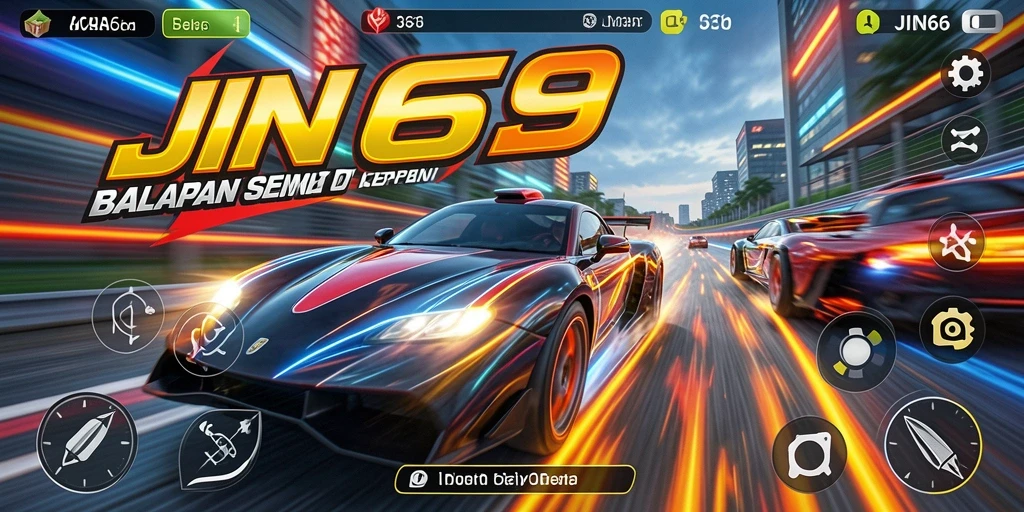 Screenshot JIN69 menampilkan aksi balapan yang penuh kecepatan.