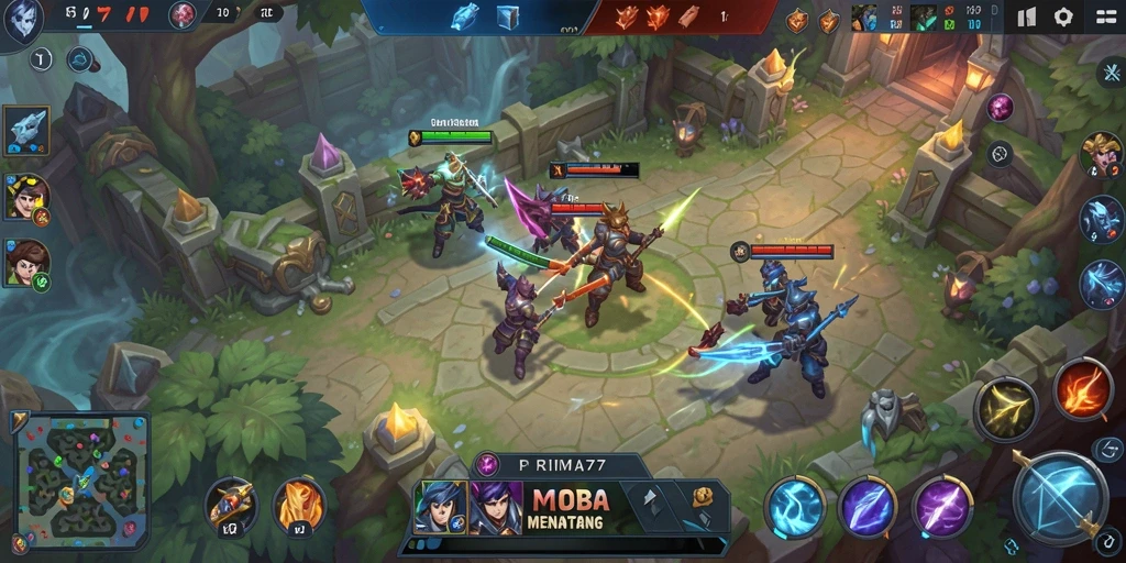 Tampilan gameplay PRIMA77 dengan aksi seru dan karakter unik.
