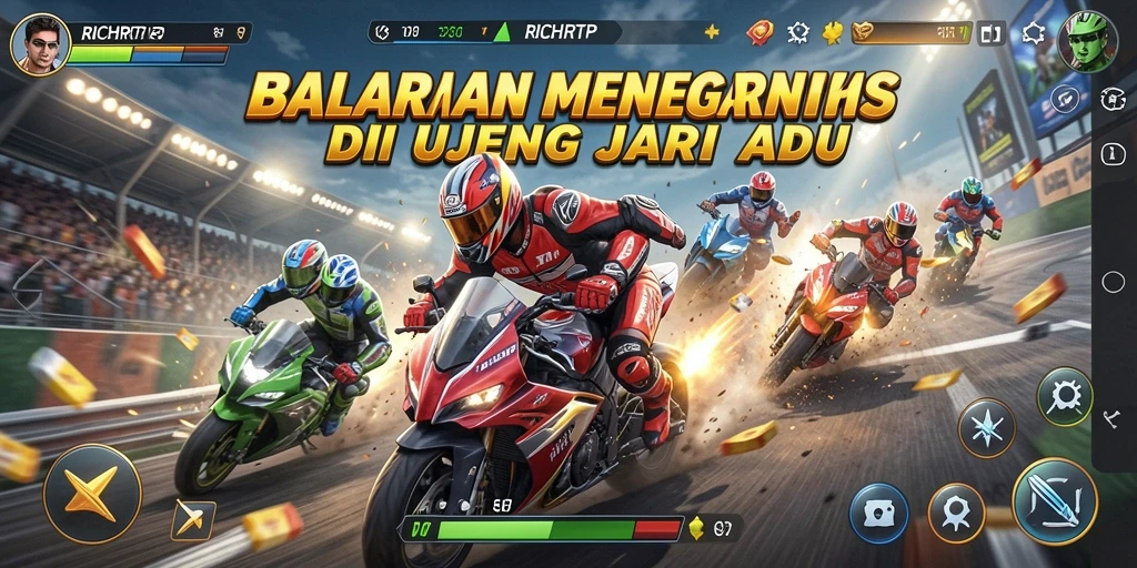 Gameplay RICHRTP menampilkan balapan yang seru dan mendebarkan.